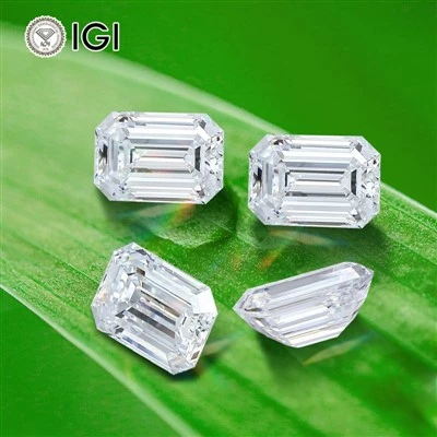 Diamante cortado em esmeralda cultivado de 2 quilates com certificado IGI
