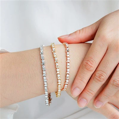 Pulseira de tênis de diamante moissanita de ouro